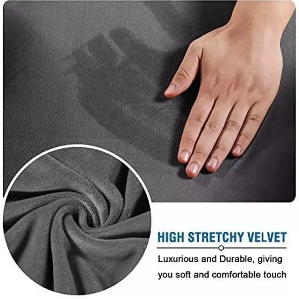 Modern Velvet Plush 4 Piece High Stretch Sofa Slipcover Sofa Cover Furniture Pro
